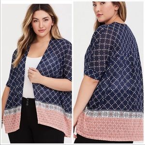 TORRID Border Print Dolman Navy Cardigan 2X 2